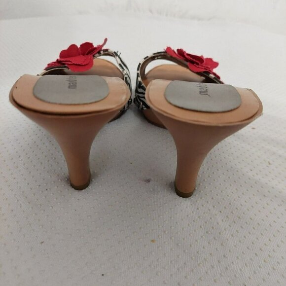 Madden Girl Kizzez Zebra Print Red Flower Fabric Canvas Sandals Heels Size 7 - Picture 7 of 8